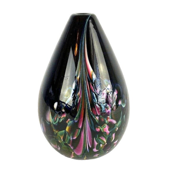 Vintage Hand Blown Art Glass Bud Vase Confetti Texture Floral Flowers Multicolor - Picture 1 of 6